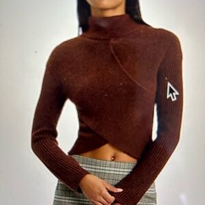 Express Chocolate Ribbed Knit Sweater